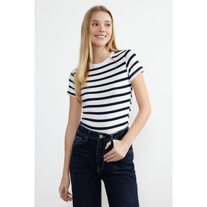 Trendyol Navy Blue Striped Viscose/Soft Fabric Stretchy Knitted Blouse obraz