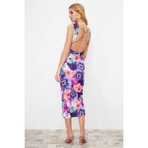 Trendyol Multi Color Floral Print Back detail Maxi Stretchy Knitted Maxi Pencil Dress obraz