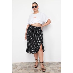 Trendyol Curve Black Polka Dot Patterned A-Line Knitted Skirt obraz