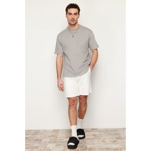 Trendyol Gray Relaxed Basic 100% Cotton T-Shirt obraz