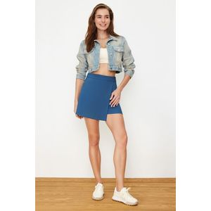 Trendyol Blue Double Breasted Woven Short Skirt obraz