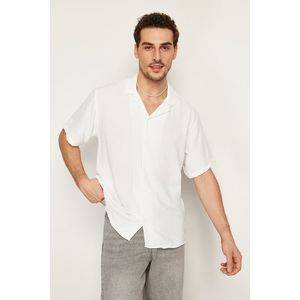 Trendyol White Oversize Fit Summer Short Sleeve Linen Look Shirt obraz