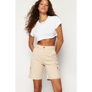 Trendyol Beige Cargo Pocket Shorts & Bermuda obraz