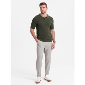 Ombre Men's chino pants with elastic waistband - light grey obraz