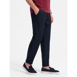 Ombre Men's chino pants with elastic waistband - navy blue obraz