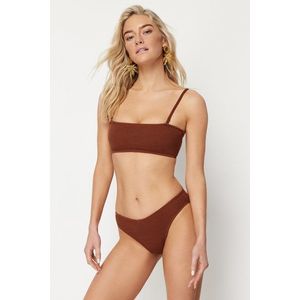 Trendyol Brown Textured Regular Bikini Bottom obraz