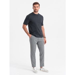 Ombre Men's classic cut pants in a delicate check - grey obraz