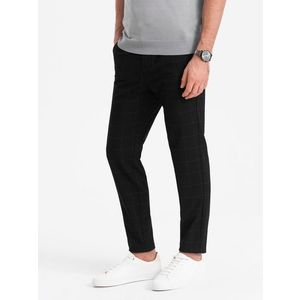 Ombre Men's pants with a classic cut in a delicate check - black obraz
