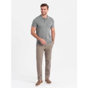 Ombre Men's classic cut chino pants with soft texture - ash obraz