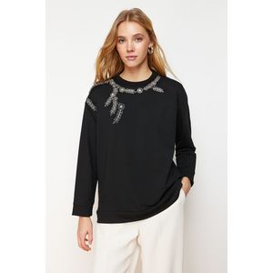 Trendyol Black Embroidery and Embroidery Detailed Knitted Tunic obraz