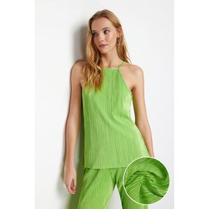 Trendyol Green Pleat Regular/Normal Fit Barbell Neck Stretch Knitted Blouse obraz