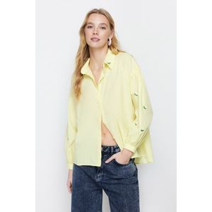 Trendyol Yellow Embroidery Detailed Cotton Regular Fit Shirt obraz