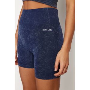 Trendyol Blue Seamless/Seamless Acid Wash Knitted Sports Shorts/Short Leggings obraz
