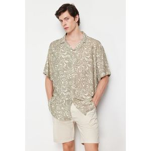 Trendyol Stone Oversize Fit Floral Pattern 100% Viscose Short Sleeve Flowy Summer Shirt obraz