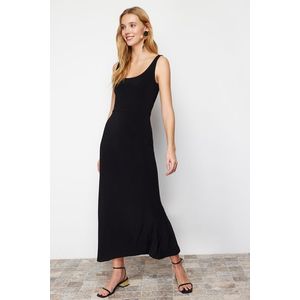 Trendyol Black Straight Strap Skater/Flexible Knitted Dress obraz