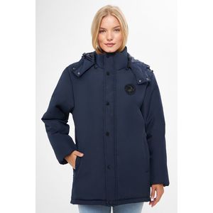 Dámský námořnicky modrý maskovací kabát a parka River Club s kapucí, nepromokavý a větruodolný, zimní. obraz