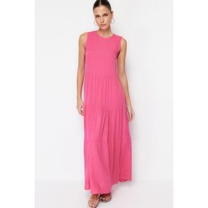 Trendyol Pink Shift/Straight Cut Maxi Sleeveless Woven Dress obraz