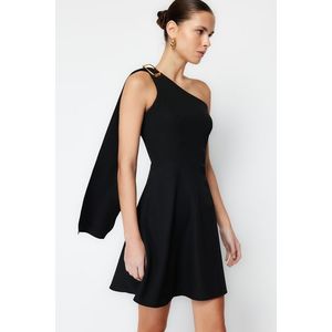 Trendyol Black Skirt Flounce Mini Woven Dress with Accessory Detail obraz