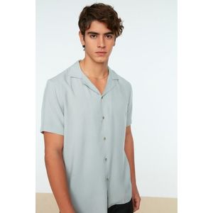 Trendyol Gray Regular Fit Wide Collar 100% Viscose Summer Flowy Viscose Shirt obraz