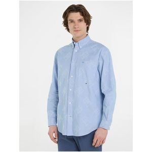 Světle modrá pánská vzorovaná košile Tommy Hilfiger Premium Oxfor - Pánské obraz