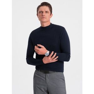 Ombre Men's knitted half-golf with viscose - navy blue obraz