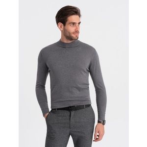 Ombre Men's knitted half-golf with viscose - grey melange obraz