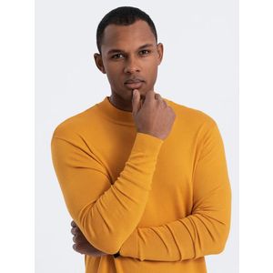 Ombre Men's knitted half turtleneck with viscose - mustard obraz