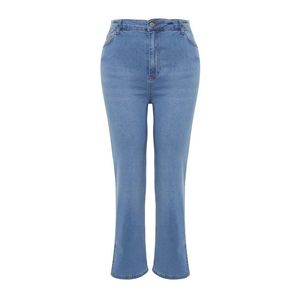 Trendyol Curve Light Blue Slit Detail Straight Fit Denim Jeans obraz