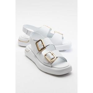 Dámské bílé kožené sandály LuviShoes FURIS obraz