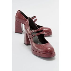 LuviShoes OREAS dámské boty na podpatku s vínově červeným vzorem obraz
