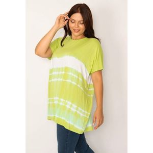 Šans dámská tunika plus size s zeleným batikovaným vzorem, pohodlný střih obraz