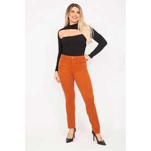 Dámské plus size oranžové lycrové džíny s 5 kapsami značky Şans obraz