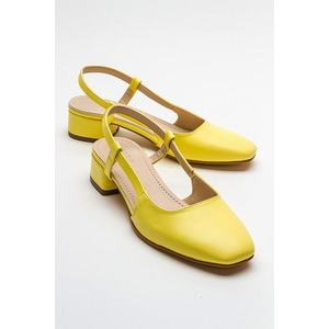 LuviShoes 66 Women's Yellow Heeled Sandals obraz