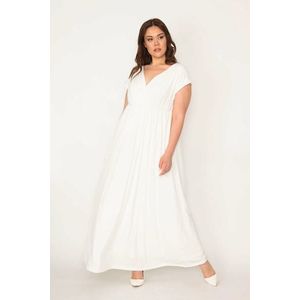 Šaty Şans pro ženy ve velikosti plus, s výstřihem do V, elastickým řasením, podšívkou a dlouhým večerním střihem. obraz
