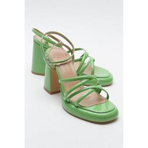 LuviShoes OPPE Zelené lakované kožené dámské boty na podpatku obraz