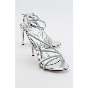LuviShoes Leedy stříbrné dámské boty na podpatku obraz