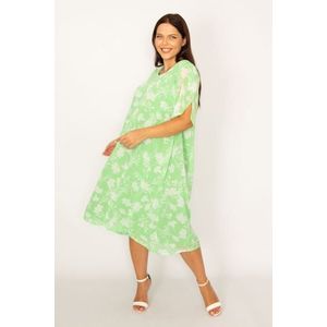 Šaty Šans pro ženy plus velikosti, zelené, podšité, šifónové, s rozparky na rukávech obraz