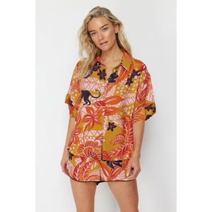 Trendyol Tropical Patterned Woven Shirt Shorts Set obraz