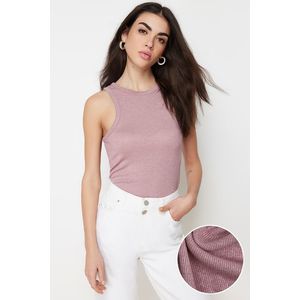 Trendyol Pink Foil/Shiny Fabric Halter Neck Ribbed Elastic Knitted Undershirt obraz
