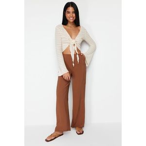 Trendyol Cinnamon Straight/Straight Cut Elastic Modal Content Trousers at the Back obraz
