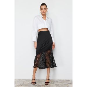 Trendyol Black Lace Detailed Satin Skirt obraz