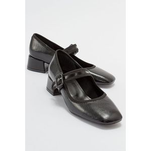 LuviShoes LÉČÍ Dámské černé vzorované boty na podpatku obraz