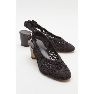 LuviShoes LOPA dámské černé pletené boty na podpatku obraz