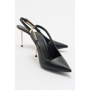 LuviShoes LABİN Dámské černé kožené boty na vysokém podpatku s přezkou obraz
