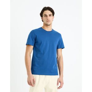 Modré pánské basic tričko Celio Tebase obraz