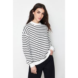 Trendyol Ecru Striped Knitted Sweatshirt obraz