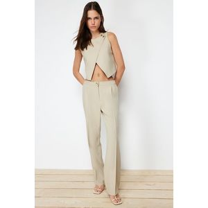 Trendyol Mink Straight Ribbed Woven Trousers obraz