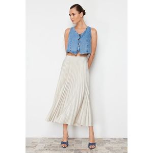 Trendyol Stone Pleated Maxi Stretchy Knitted Skirt obraz