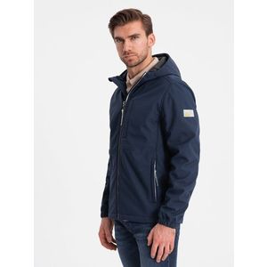 Ombre Men's SOFTSHELL jacket with fleece center - navy blue obraz