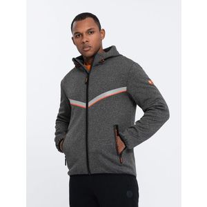 Ombre Men's sports jacket with adjustable hood and reflector - graphite obraz